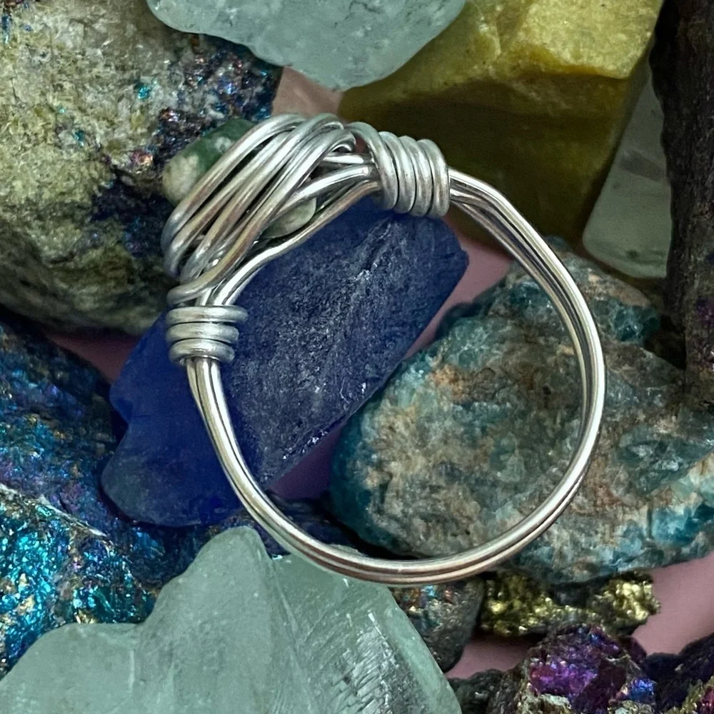 Natural Seraphinite wire, wrapped ring